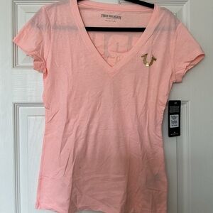 True Religion Pink Fitted Cap Sleeve Tee